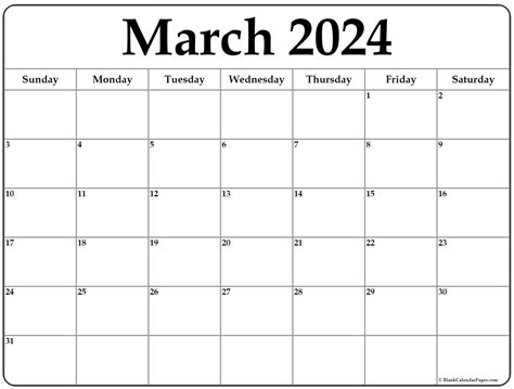 Blank Calendar Template 2023 March